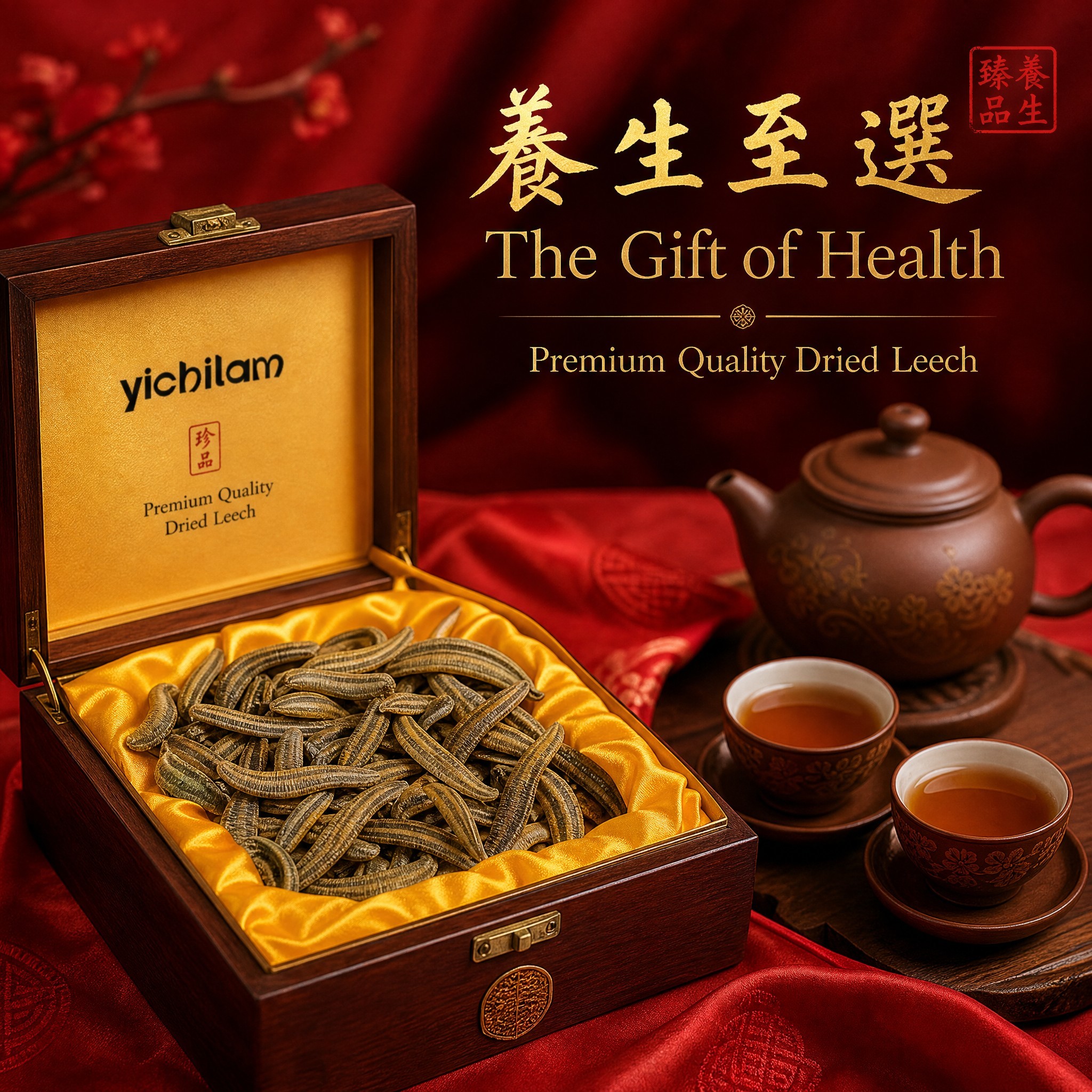 Hirudo nipponia Premium Dried Leech Gift Box 1500 ATU/g | 0.3g × 15 Bottles | Shuizhi TCM Raw Material