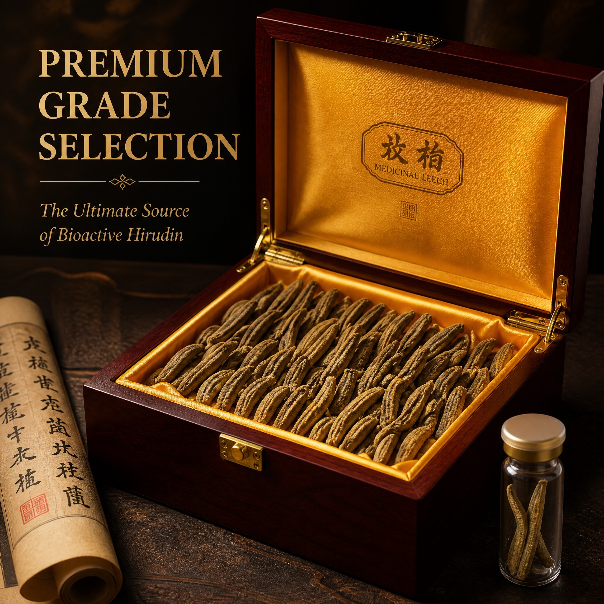 Hirudo nipponia Premium Dried Leech Gift Box 1500 ATU/g | 0.3g × 15 Bottles | Shuizhi TCM Raw Material